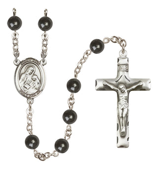 Silver-Plated 7mm Saint Ann  Engraved Catholic Rosaries