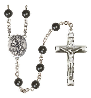 Silver Plated 7mm Black San Antonio Rosary