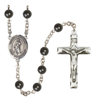 Silver-Plated 7mm Santa Barbara  Engraved Catholic Rosaries