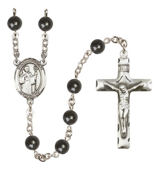 Silver-Plated 7mm Saint Augustine  Engraved Catholic Rosaries