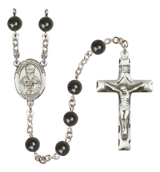 Silver-Plated 7mm Saint Alexander Sauli  Engraved Catholic Rosaries