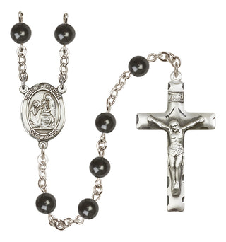 Silver-Plated 7mm Saint Catherine of Siena  Engraved Catholic Rosaries