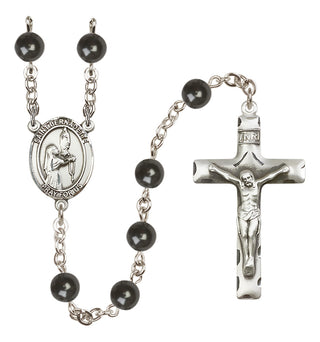 Silver Plated 7mm Black Saint Bernadette Rosary