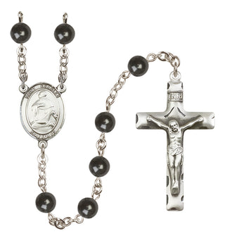 Silver-Plated 7mm Saint Charles Borromeo  Engraved Catholic Rosaries