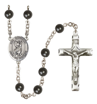 Silver-Plated 7mm San Cristobal  Engraved Catholic Rosaries