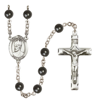 Silver Plated 7mm Black Saint Edward the Confessor Rosary