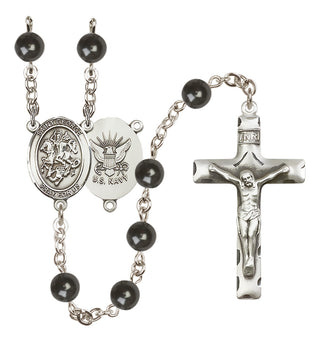 Silver-Plated 7mm Saint George / Navy Rosary