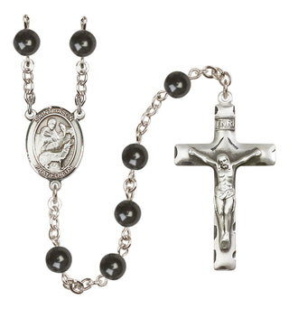 Silver-Plated 7mm Saint Jason  Engraved Catholic Rosaries