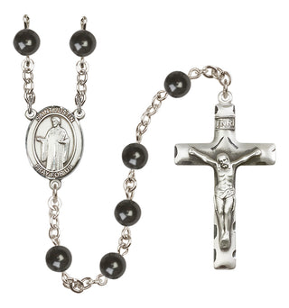 Silver-Plated 7mm Saint Justin  Engraved Catholic Rosaries