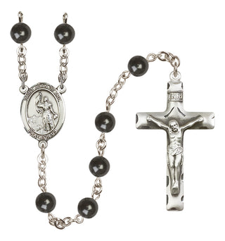 Silver-Plated 7mm Saint Joan of Arc  Engraved Catholic Rosaries