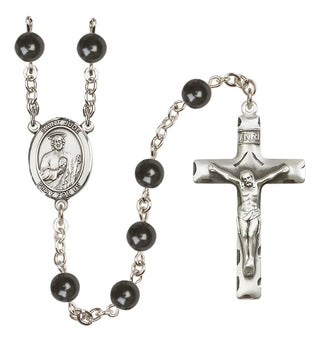Silver-Plated 7mm Saint Jude Thaddeus  Engraved Catholic Rosaries