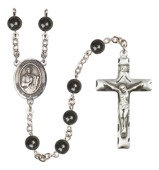 Silver-Plated 7mm San Judas  Engraved Catholic Rosaries