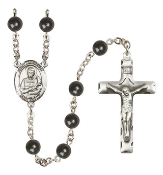 Silver-Plated 7mm Saint Lawrence  Engraved Catholic Rosaries