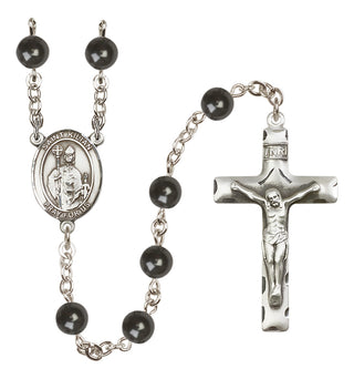 Silver Plated 7mm Black Saint Kilian Rosary