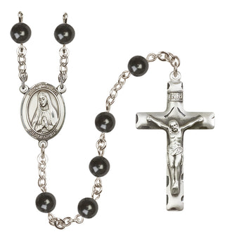 Silver Plated 7mm Black Saint Martha Rosary