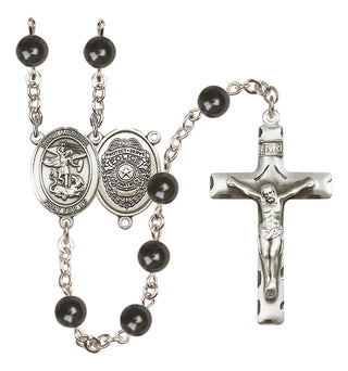 Silver-Plated 7mm Saint Michael the Archangel/Policeman Rosary