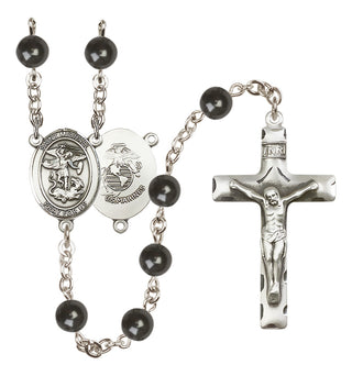 Silver-Plated 7mm Saint Michael / Marines Rosary
