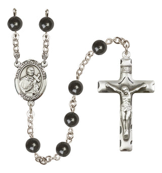 Silver Plated 7mm Black Saint Martin de Porres Rosary