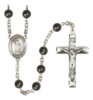 Silver-Plated 7mm Saint Stephen the Martyr  Engraved Catholic Rosaries