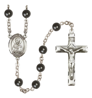 Silver-Plated 7mm Saint Timothy  Engraved Catholic Rosaries