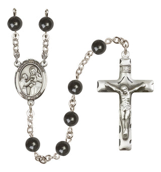 Silver Plated 7mm Black Saint John of God Rosary