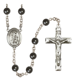 Silver-Plated 7mm Guardian Angel w/Child  Engraved Catholic Rosaries