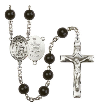 Guardian Angel and Army Rosary with Black Onyx Beads