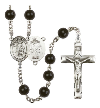 Guardian Angel and Nat'l Guard Rosary with Black Onyx Beads