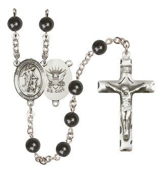 Silver-Plated 7mm Guardian Angel / Navy Rosary