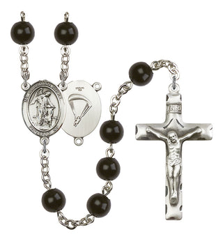 Guardian Angel and Paratrooper Rosary with Black Onyx Beads