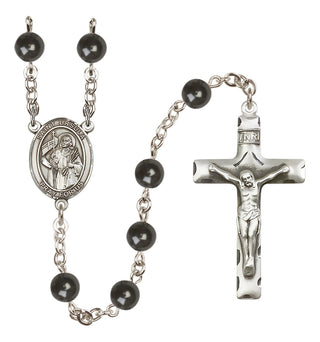 Silver Plated 7mm Black Saint Ursula Rosary