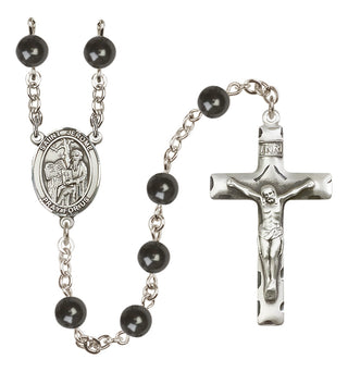 Silver Plated 7mm Black Saint Jerome Rosary
