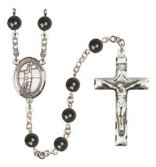 Silver-Plated 7mm Saint Christopher/Volleyball Rosary
