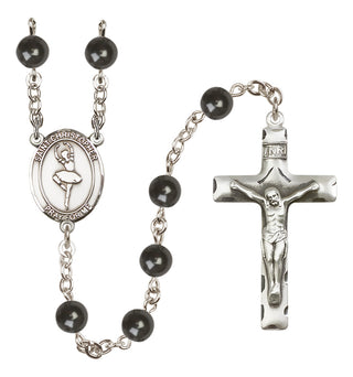 Silver-Plated 7mm Saint Christopher/Dance  Engraved Catholic Rosaries