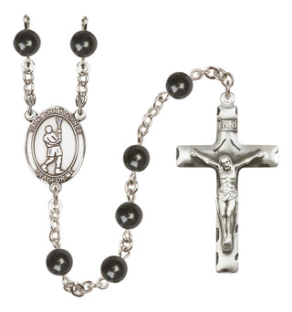 Silver-Plated 6mm Saint Christopher/Lacrosse Rosary