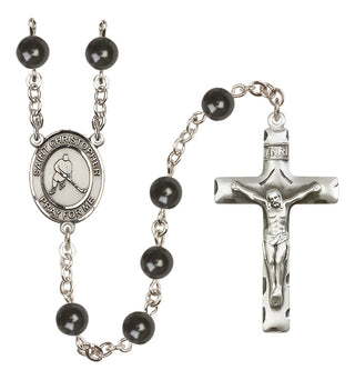 Silver-Plated 7mm Saint Christopher/Ice Hockey Rosary