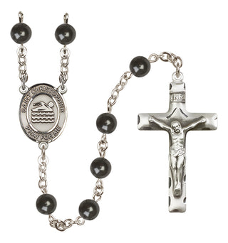 Silver-Plated 7mm Saint Christopher/Swimming Rosary