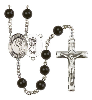 Saint Christopher and Martial Arts Rosary with Black Onyx Beads