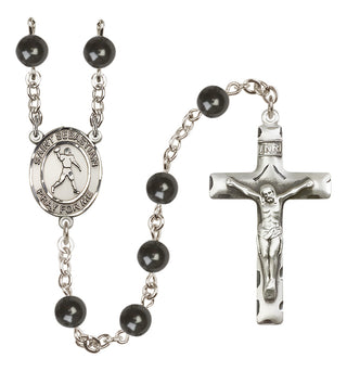 Silver-Plated 7mm Saint Sebastian/Football Rosary
