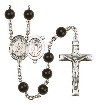 Saint Sebastian and Soccer Rosary with Black Onyx Beads