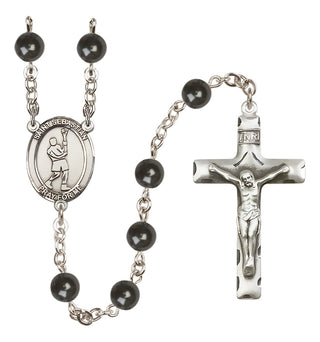 Silver-Plated 7mm Saint Sebastian/Lacrosse Rosary