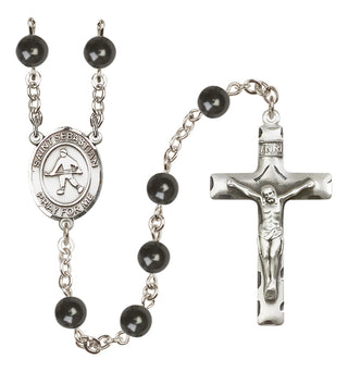 Silver-Plated 7mm Saint Sebastian/Field Hockey Rosary