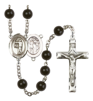 Saint Sebastian and Archery Rosary with Black Onyx Beads