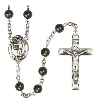 Silver-Plated 7mm Saint Christopher/Archery Rosary
