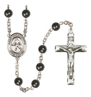 Silver-Plated 7mm Saint Christopher / Field Hockey Rosary