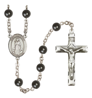 Silver Plated 7mm Black Saint Barnabas Rosary