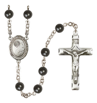 Silver-Plated 7mm Footprints / Cross  Engraved Catholic Rosaries