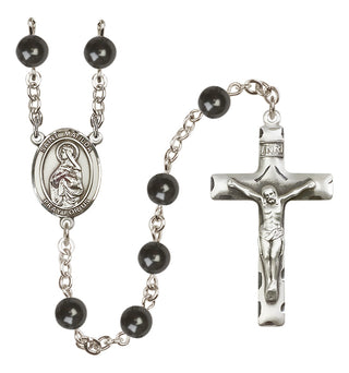Silver Plated 7mm Black Saint Matilda Rosary