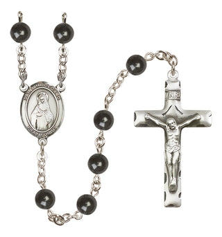 Silver-Plated 7mm Saint Hildegard von Bingen  Engraved Catholic Rosaries