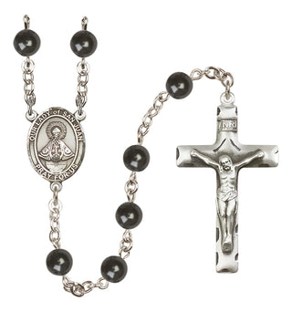 Silver Plated 7mm Black Our Lady of San Juan Rosary
